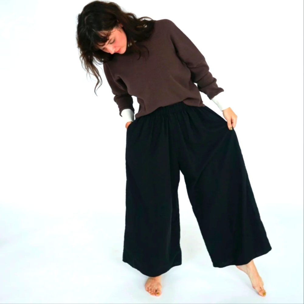 State The Label Swayers Wide Leg Copped Pant 100% Linen Women's Size Medium